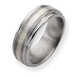 Contemporary Titanium and Sterling Inlay Satin and Polished 8mm Band Size 8-14 - by Chisel