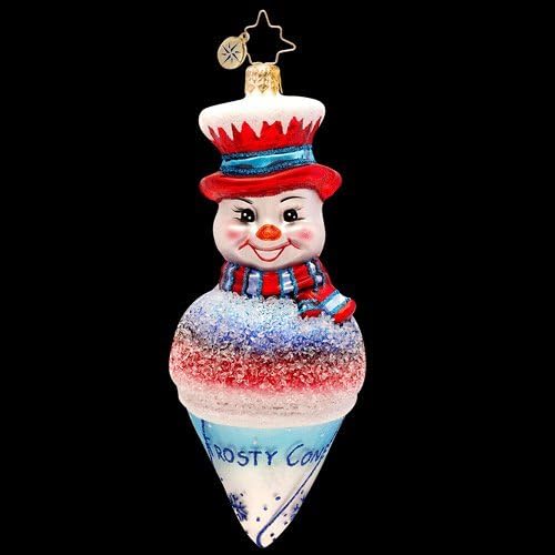 RADKO FROSTY SNOWCONE Snowman Glass Christmas Ornament