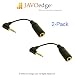 Smartphone 2.5mm to 3.5mm Stereo Headphone Adapter (2-Pack) , Black