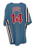 Pete Rose Signed Philadelphia Phillies Blue Majestic Jersey - 80 WS Champs