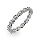 Eve's Addiction Beautiful Victorian Sterling Silver Stackable CZ Band