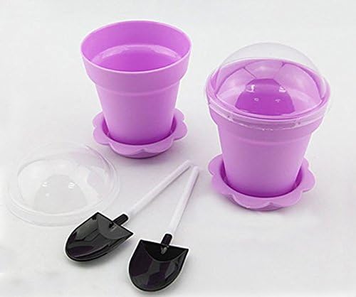 Ice cream cups plastic pots Brown pink blue purple With domed lid base shovel 20 pcs / pack (purple)