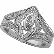 14K White Gold Floral Marquise Pre Set Diamond Engagement Ring