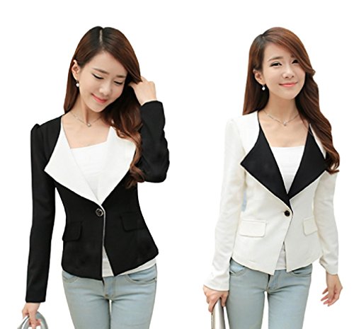 【ARINCO】 バイカラー エレガント クール 春 夏 カラー ジャケット レディース ホワイト ブラック サイズ S M L XL XXL