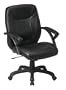 Office Star Work Smart Deluxe Mid-Back Faux Leather Chair with Padded Arms, Black