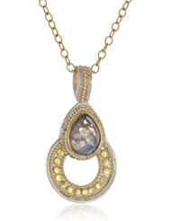 Anna Beck Designs "Gili Labradorite" 18k Gold-Plated Labradorite Drop Open Pendant Necklace, 18"