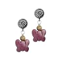 Pink Rhodonite Butterfly Earrings