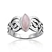 925 Sterling Silver Genuine Rose Quartz Stone Celtic Double Infinity Knot Ring - Nickle Free