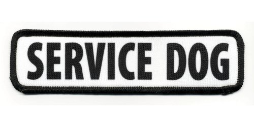 Service Dog in Black ADA Medical Alert Gear 1.5 x 5.5 inch Black Rim Sew-on Patch
