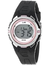 Timex Womens T5K683 1440 Sports Digital Mid-Size Gray/Pink Resin Strap Watch