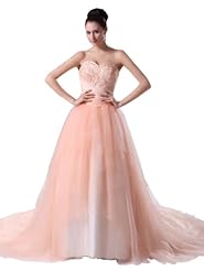 Strapless Ruched Applique Beaded Sequined Lace-Up Satin/Tulle Sweetheart  Spring Fall  Ball Gown Wedding Dress  with a Court Train 