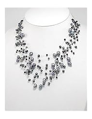 Japanese silk cord Fresh Water Pearls Necklace In Zinc