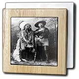 Sitting Bull and Buffalo Bill 1895 Black and White - 6 Inch Tile Napkin Holder