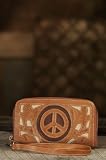 Women's Hand-Tooled Leather Peace Sign Wallet