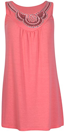 PurpleHanger Women's Sleeveless Stud Long Vest Top Plus Size