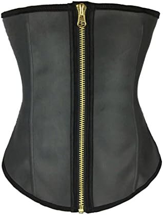 ED Women's Body Shaper Corset Basque real Latex Lingerie Zip Waist Trainer Cincher XXL Black