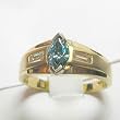 14K Yellow Gold Blue and White Diamond Ring