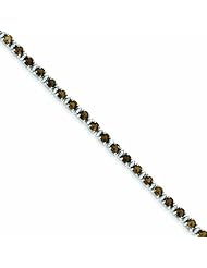 Genuine .925 Sterling Silver Smokey Quartz And Diamond Bracelet 7 Grams . 100% Satisfaction Guaranteed.
