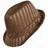 418GukkytrL. SL160  BROWN TONE ON TONE STRIPED FEDORA HAT