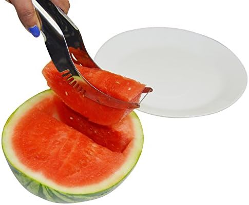 Watermelon Slicer Corer Cutter with Silicone Grip - High Quality Stainless Steel LARGE SIZE 9.25 Inches Length - Bonus Fruit Scoops Set - Satisfaction Guarantee