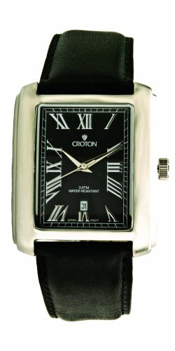 418H0 Lg2iL Croton Mens Black Leather Strap Watch #CR307864BSBK