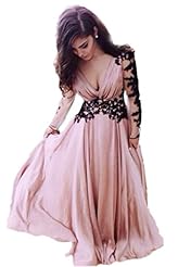 V-neck Lace Applique Chiffon/Satin Evening Dress/Bridesmaid Dress/Prom Dress/Party Dress/Wedding Dress 