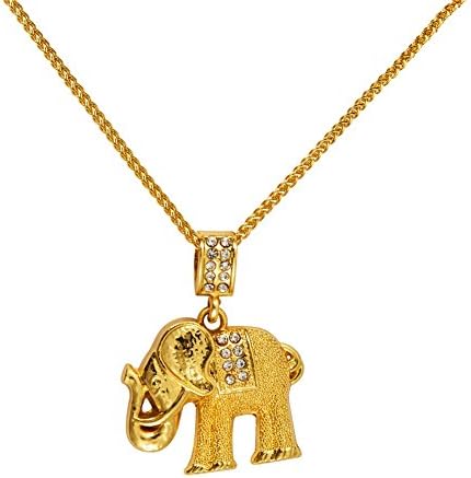 Bling Elephant Hip Hop Alloy Golden Plated Cuban Curb Chain Necklace Pendant