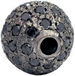 8mm .925 Sterling Silver Diamond Pave Round Bead Charm Jewelry