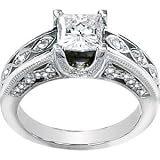Women's 14k White-gold Moissanite 6.00MM 3/4CT TW & 1/3 CT TW Diamonds Engagement Ring