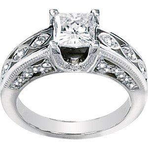 Women's 14k White-gold Moissanite 6.00MM 3/4CT TW & 1/3 CT TW Diamonds Engagement Ring