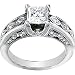 Women's 14k White-gold Moissanite 6.00MM 3/4CT TW & 1/3 CT TW Diamonds Engagement Ring