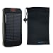 EZOPower Solar External Backup Battery Portable Charger 1500MAH with Flash Light + Black Universal Microfiber Pouch Case for Apple iPhone, iPod; HTC, Samsung, Motorola, BlackBerry, LG Cellphone