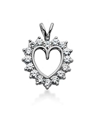 14K Gold Prong set Diamond Heart Pendant (2.40 cttw, F - G Color, SI2 Clarity)