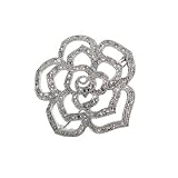 Eve's Addiction Sterling Silver Pave Set Cubic Zirconia Rose Pin