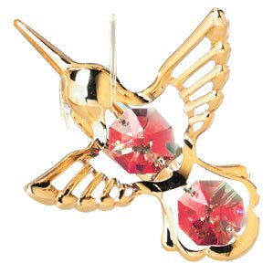 24k Gold Hummingbird Ornament – Red Swarovski Crystal 24k Gold Hummingbird Ornament – Red Swarovski Crystal
