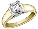 Engagement Ring: 14K Yellow and White Gold 3/4 Carat (ctw) Princess Cut Diamond Solitaire