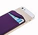Case Art Plus Credit Card Secure Holder Stick on Wallet [ Lid ] Discreet ID Holder Lycra Spandex Card Sleeves for Smartphones, iPhone 6, Samsung Galaxy Cell Phone Wallet Case 3M Adhesive (Purple)