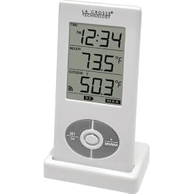 La Crosse Technology WS-9121U-IT-CBP Wireless Thermometer/Clock with Remote Outdoor Temperature Sensor