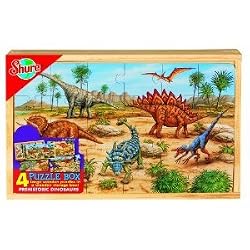 SHURE DINOSAURS 4 PUZZLES IN A BOX