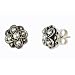 Four Petal Cross-stitch Silver Natural Seed Pearl Stud Earrings - by Dahlia Vintage Jewelry Collection