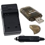 CANON CB-2LV Equivalent External AC/DC Charger for NB-4L Battery used with PowerShot SD750 / SD780 / SD940 / SD960 / SD1000 / SD1100 IS and More Digital Cameras- Package Includes 4-in-1 Memory