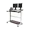 48" Shelves Mobile Ergonomic Stand Up Desk Computer Workstation (Dark Walnut Shelves / Silver Frame)