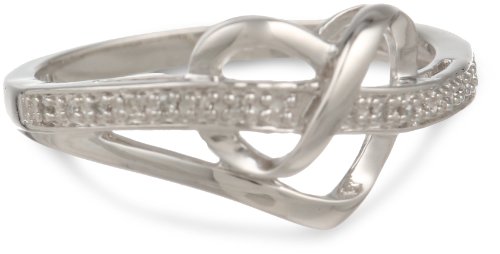 Sterling Silver Diamond Heart Ring (1/20 cttw, I-J Color, I3 Clarity), Size 7