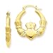 14k Yellow Gold Finish Polished Claddagh Hoop Earrings