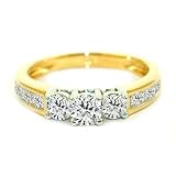 104 Carat Hsi2 Round Certified Diamond 3 stone Wedding Ring In 18k Yellowwhite Gold