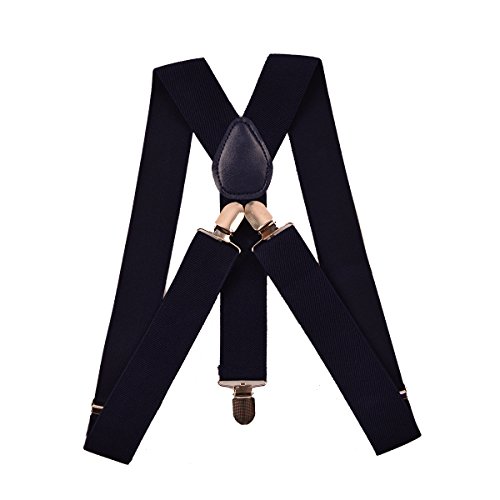 Alizeebridal 3.5CM Men's Solid Suspenders with 3 Clips