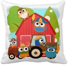 Xiaojj Home Custom Cotton Owl Farmers Throw Pillow 18x18 Inch One Side
