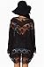 iecool Women's Dressing Gown Flowers Lace Stitching Cardigan Large Black