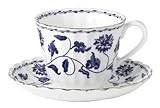 Spode Blue Colonel Platinum Tea Cup 7 ounce and Saucer 5- 1/4 inch