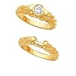 18K Yellow Gold Diamond Solitaire Wedding Set - 0.50 Ct.